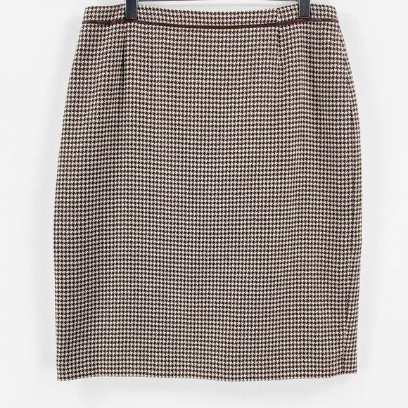 ESCADA Vintage Brown Houndstooth Pencil Mini Skirt - Picture 1 of 7